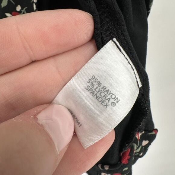 NWT J. Jill Women's Wherever Floral Crew Neck 3/4 Sleeve Blouse Black XL Petite - Picture 6 of 12